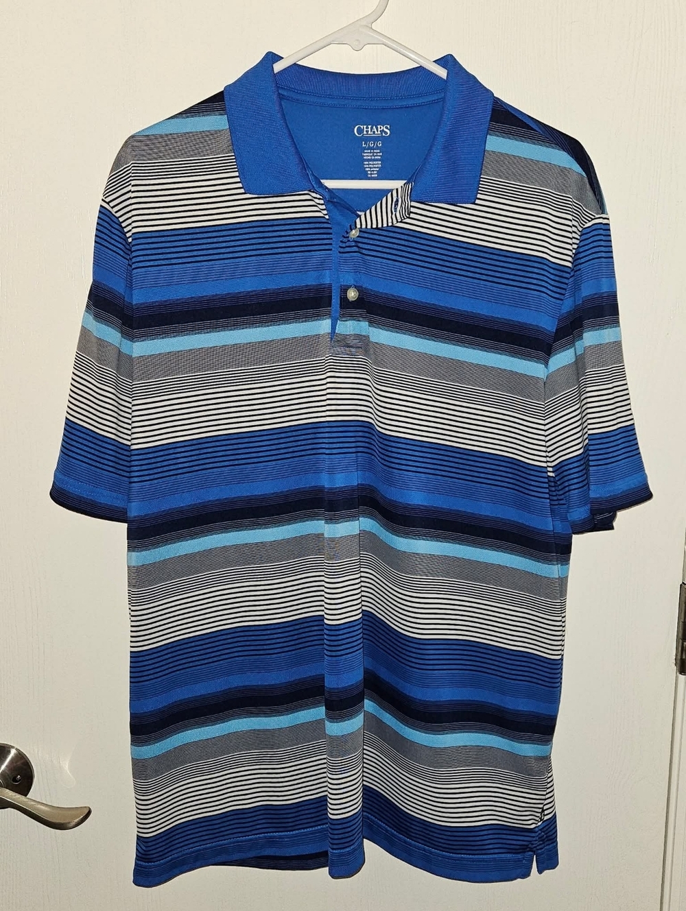 Chaps Blue Multi-Striped Men’s Polo